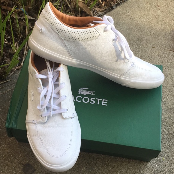 green and white lacoste shoes